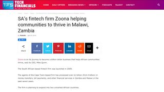 
                            12. SA's fintech firm Zoona helping communities to thrive in Malawi ...