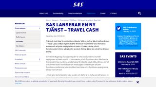 
                            8. SAS lanserar en ny tjänst – Travel Cash – SAS