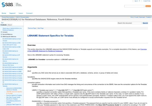 
                            9. SAS/ACCESS Interface to Teradata: LIBNAME Statement Specifics for ...