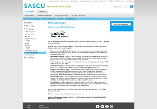 
                            6. SASCU - Online Brokerage