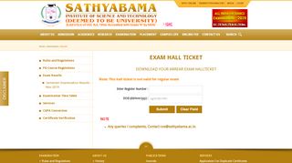 
                            12. Sathyabama Institute of Science and Technology - Exam Hall ticket