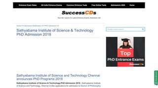 
                            6. Sathyabama Institute of Science & Technology PhD Admission 2018