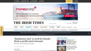 
                            12. 'Satisfactory start' to 2018 for Danske Bank as profit ... - The Irish Times