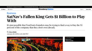 
                            9. SatNav's Fallen King TomTom Gets $1 Billion to Play With - Bloomberg