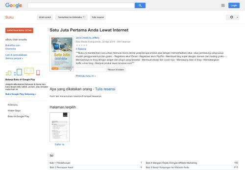 
                            5. Satu Juta Pertama Anda Lewat Internet - Hasil Google Books