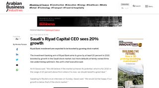 
                            13. Saudi's Riyad Capital CEO sees 20% growth - ...