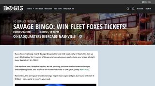 
                            10. Savage Bingo: Win Fleet Foxes Tickets! in Nashville at - Do615