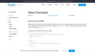
                            8. Save Inside FORM Concept | WYSIWYG HTML Editor | Froala