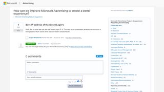 
                            10. Save IP address of the recent Login's – Bing Ads Feature Suggestions