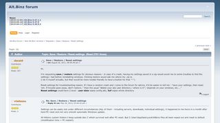
                            7. Save / Restore / Reset settings - Alt.Binz