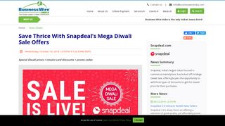 
                            10. Save Thrice With Snapdeal's Mega Diwali Sale ... - ...