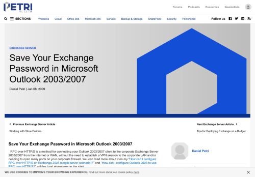 
                            11. Save Your Exchange Password in Microsoft Outlook 2003/2007 - Petri