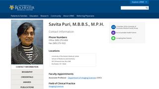 
                            10. Savita Puri, MBBS, MPH - URMC - University of Rochester