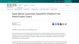 
                            11. Saxo Bank Launches SaxoMT4 Platform for MetaTrader Users