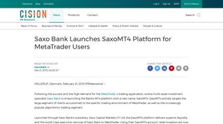 
                            8. Saxo Bank Launches SaxoMT4 Platform for MetaTrader ...