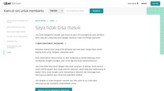 
                            2. Saya tidak bisa masuk | Bantuan Mitra Uber - Help | Uber