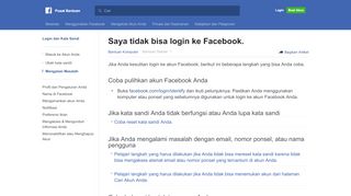 
                            2. Saya tidak dapat login ke Facebook. | Pusat Bantuan Facebook ...