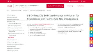 
                            10. SB-Online - Hochschule Neubrandenburg