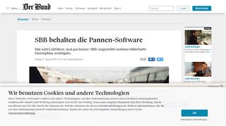 
                            11. SBB behalten die Pannen-Software - News Wirtschaft ... - Der Bund