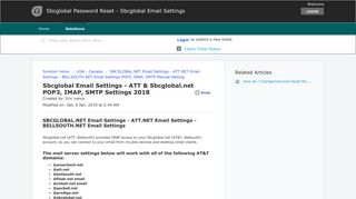 
                            11. SBCGLOBAL.NET Email Settings - ATT.NET Email Settings - Solutions