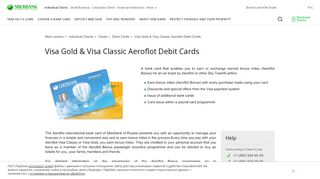 
                            8. Sberbank of Russia - Visa Gold Visa Classic Aeroflot Debit Cards