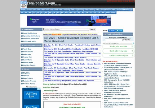 
                            6. SBI 2019 - Clerk Written Marks Released - FreeJobAlert.Com