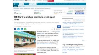 
                            7. SBI Card launches premium credit card 'Elite' - The Economic Times