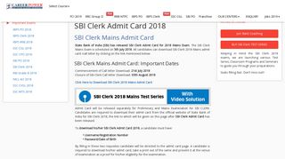 
                            11. SBI Clerk Mains Admit Card 2018 Out: Download Here - Career Power