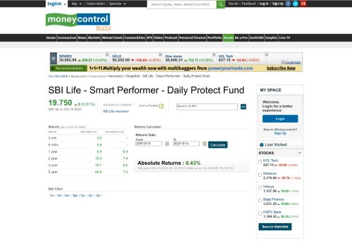 
                            8. SBI Life - Smart Performer - Daily Protect Fund: Latest SBI Life - Smart ...