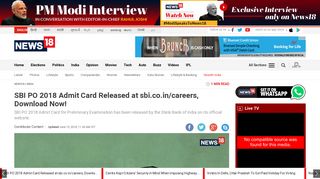 
                            3. SBI PO 2018 Admit Card Released at sbi.co.in/careers, Download ...