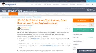 
                            10. SBI PO 2018 Admit Card (Released) - Download from sbi.co.in/careers