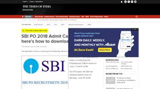 
                            9. SBI PO 2018 Admit Card released; here's how to download - Times of ...