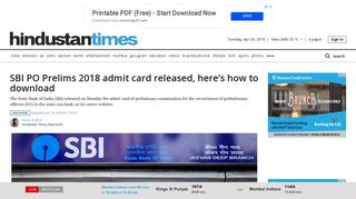 
                            6. SBI PO Prelims 2018 admit card released, here's how to download ...