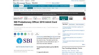 
                            8. SBI Probationary Officer 2018 Admit Card released - The Economic ...