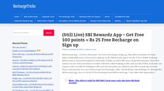
                            10. SBI Rewardz App - Get Free 100 Points= Rs 25 Free Recharge on ...