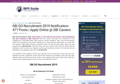 
                            3. SBI SO Recruitment 2019: Apply Online @ SBI Careers - IBPS Guide