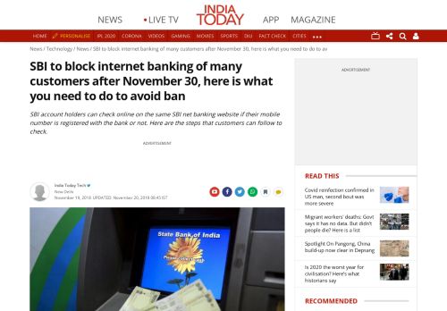 
                            12. SBI to block internet banking of many customers after ...