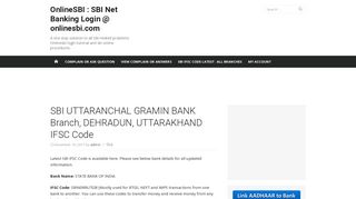 
                            12. SBI UTTARANCHAL GRAMIN BANK Branch, DEHRADUN ... - OnlineSBI