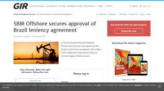 
                            9. SBM Offshore secures approval of Brazil leniency agreement – Global ...
