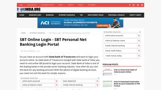 
                            8. SBT Online Login - SBT Personal Net Banking Login Portal