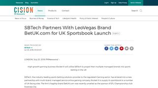 
                            9. SBTech Partners With LeoVegas Brand BetUK.com for UK Sportsbook ...