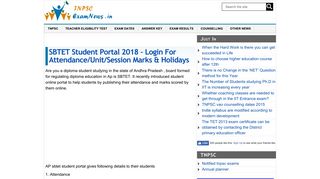 
                            4. SBTET student portal 2018 - login for Attendance/unit/session marks ...