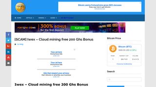 
                            1. [SCAM] Iwex - Cloud mining free 200 Ghs Bonus - Earn Free Bitcoins ...