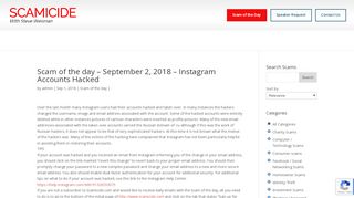 
                            9. Scam of the day - September 2, 2018 - Instagram Accounts Hacked ...