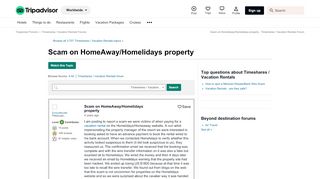 
                            10. Scam on HomeAway/Homelidays property - Timeshares / Vacation ...