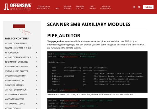 
                            1. Scanner SMB Auxiliary Modules - Metasploit Unleashed