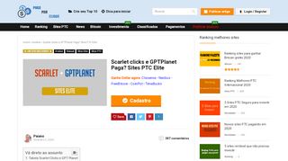 
                            10. Scarlet clicks e GPTPlanet Paga? Sites PTC Elite Pago por Clique