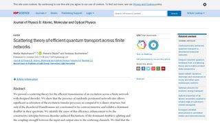 
                            7. Scattering theory of efficient quantum transport across finite networks ...