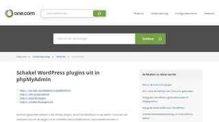 
                            9. Schakel WordPress plugins uit in phpMyAdmin – Ondersteuning | One ...