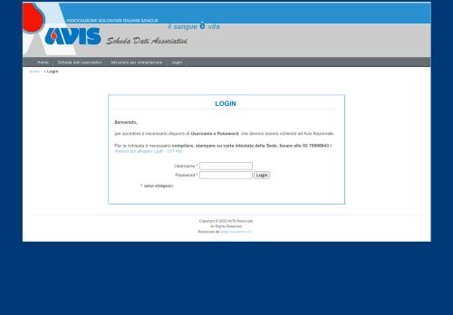 
                            9. Scheda Dati Associativi - Login - AVIS Nazionale